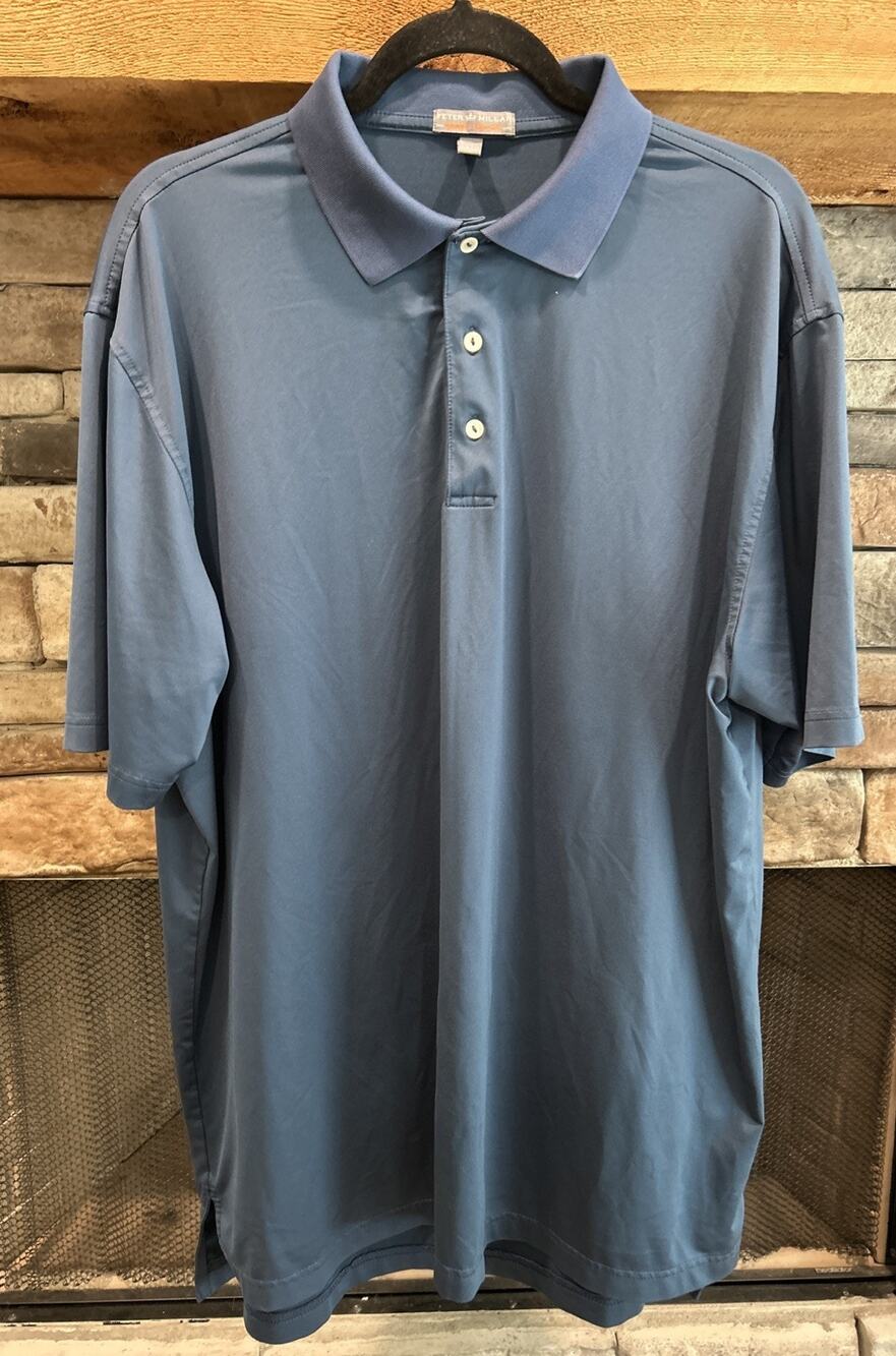 Men’s PETER MILLAR Summer Comfort Blue Short Sleeve Polo Shirt Size XL *B4